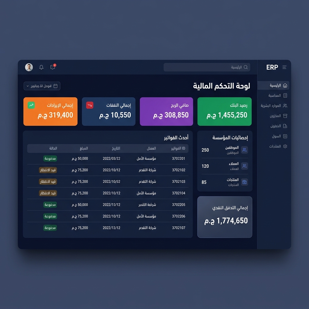 لوحة التحكم المالية